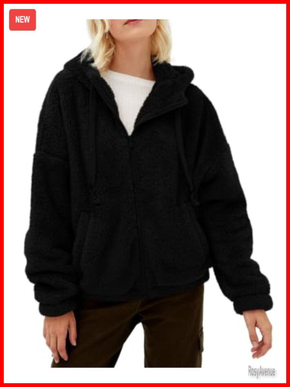 Fuzzy Sherpa Fleece Jacket Zip Up Warm Hoodie Sweatshirt Womens